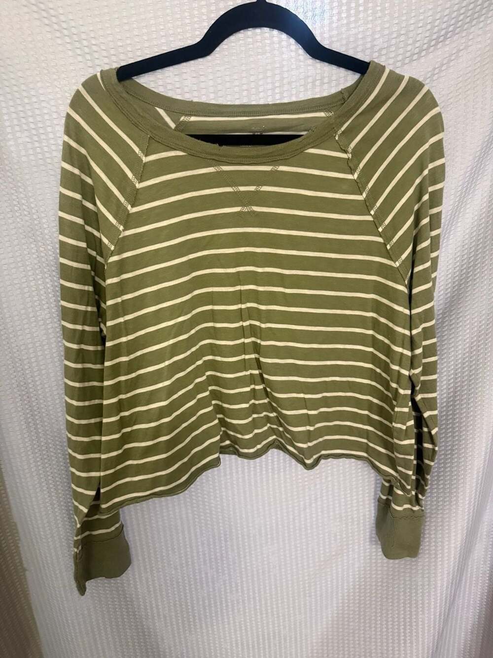 Aerie Striped Raglan Long Sleeve Crop Top